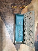 جا قلمی چرم طبیعی دست دوز با جعبه چوبی - Image 2